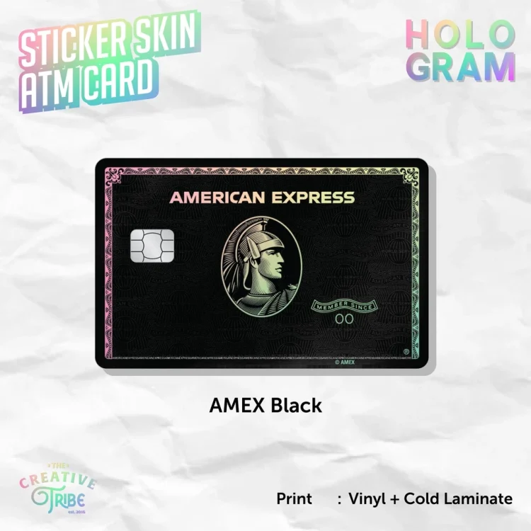 Sticker Skin Card HOLOGRAM AMEX Black Card - Vinyl ATM Debit Credit Emoney Flazz Stiker