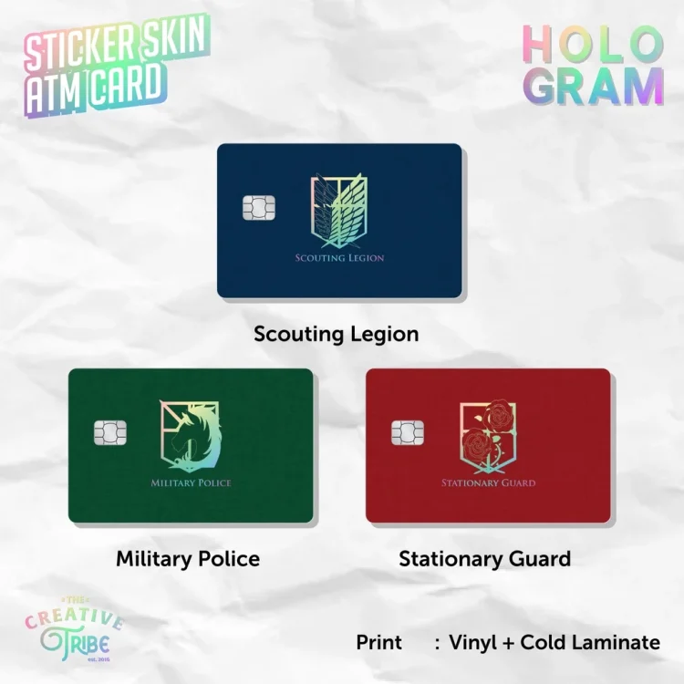 Sticker Skin Card HOLOGRAM Attack on Titan - Vinyl ATM Debit Credit Emoney Flazz Stiker SNK