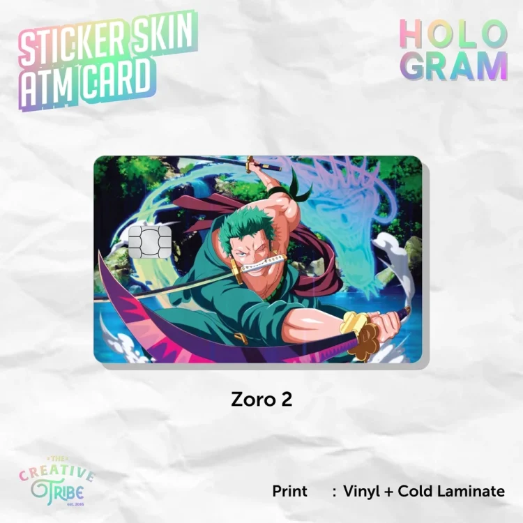 Zoro 2 - Sticker Skin Card HOLOGRAM - Vinyl ATM Debit Credit Emoney Flazz Stiker One Piece Roronoa Zoro