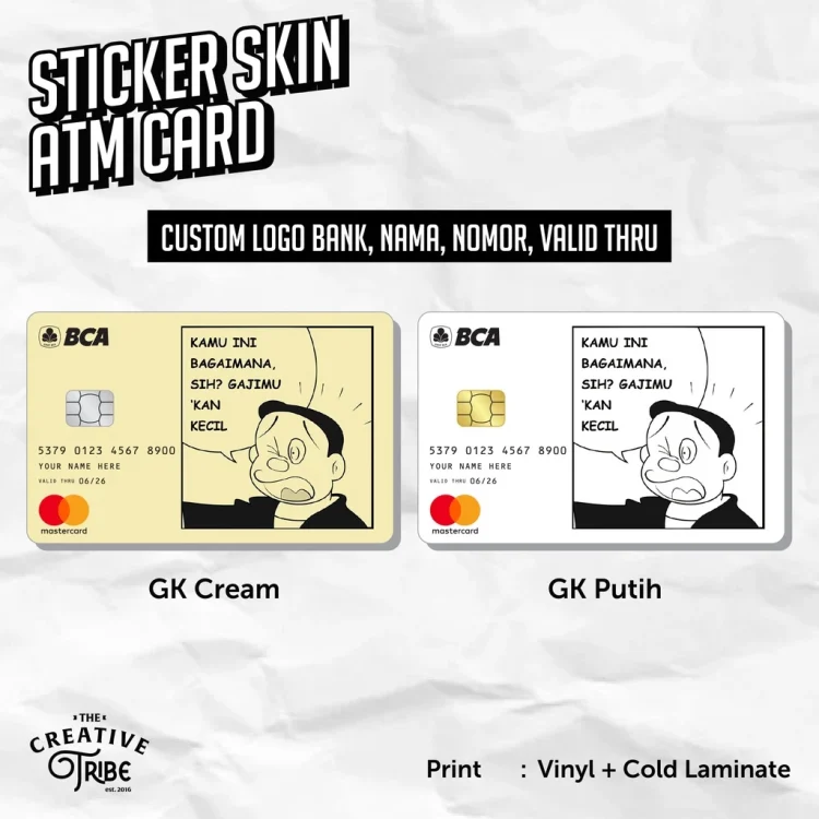 Sticker Skin Card Bagaimana sih gajimu kan kecil - Vinyl Kartu ATM Debit Credit Emoney Flazz Stiker Doraemon