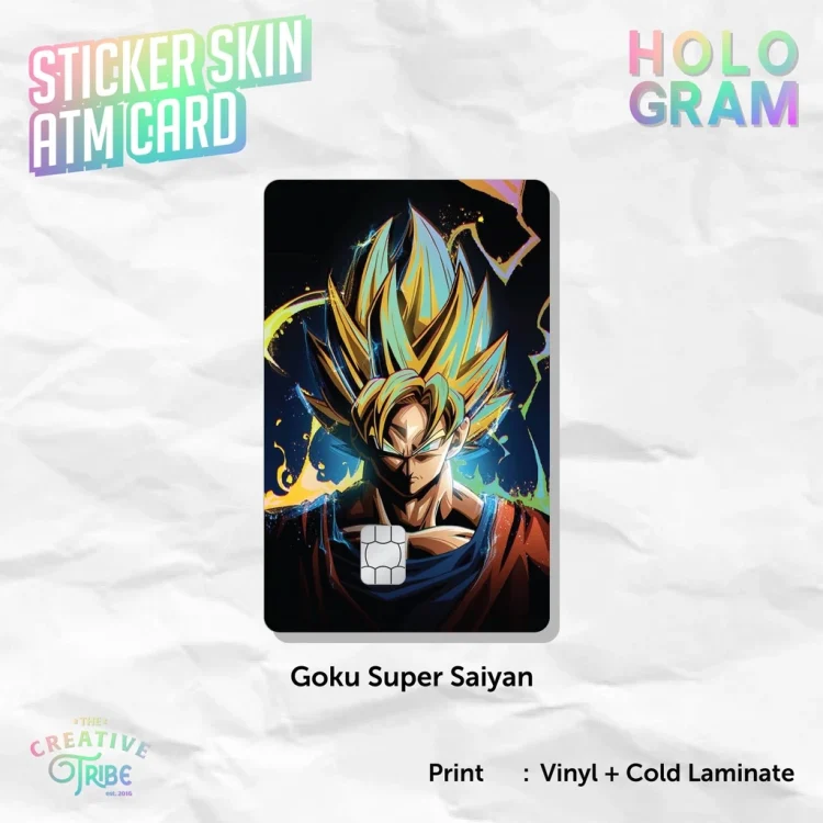 Goku Super Saiyan - Sticker Skin Card HOLOGRAM - Vinyl ATM Debit Credit Emoney Flazz Stiker Dragon Ball Z
