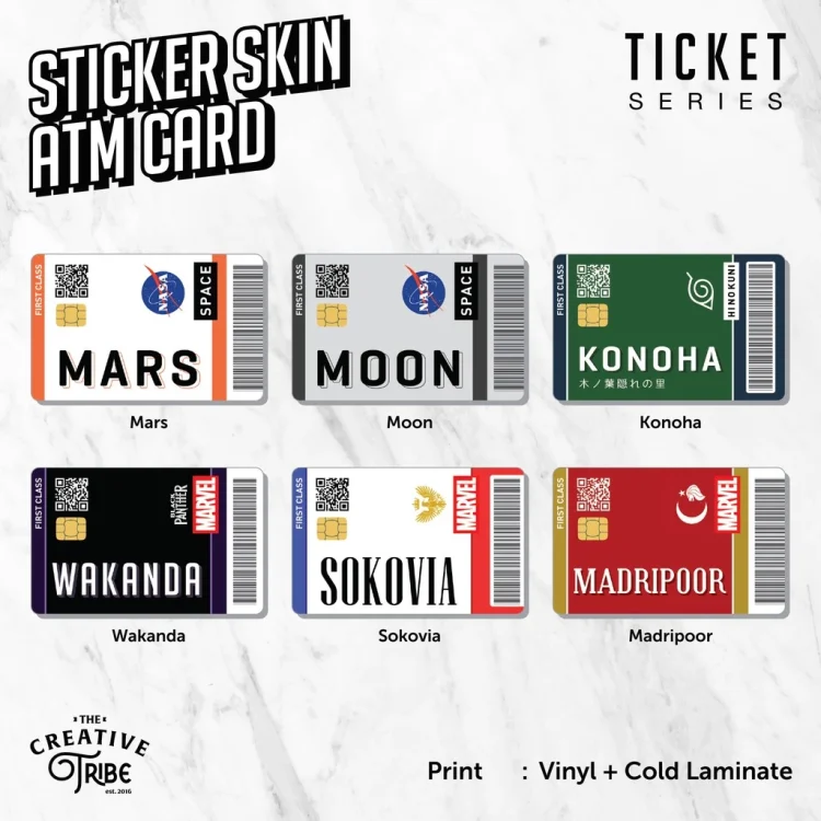 Sticker Skin Card Ticket - Vinyl ATM Debit Credit Emoney Flazz Stiker Boarding Pass