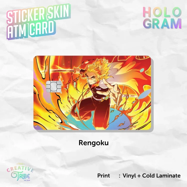 Rengoku - Sticker Skin Card HOLOGRAM - Vinyl ATM Debit Credit Emoney Flazz Stiker Demon Slayer / Kimetsu no Yaiba