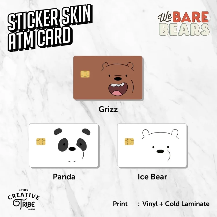 Sticker Skin Card We Bare Bears - Vinyl ATM Debit Credit Emoney Flazz Stiker