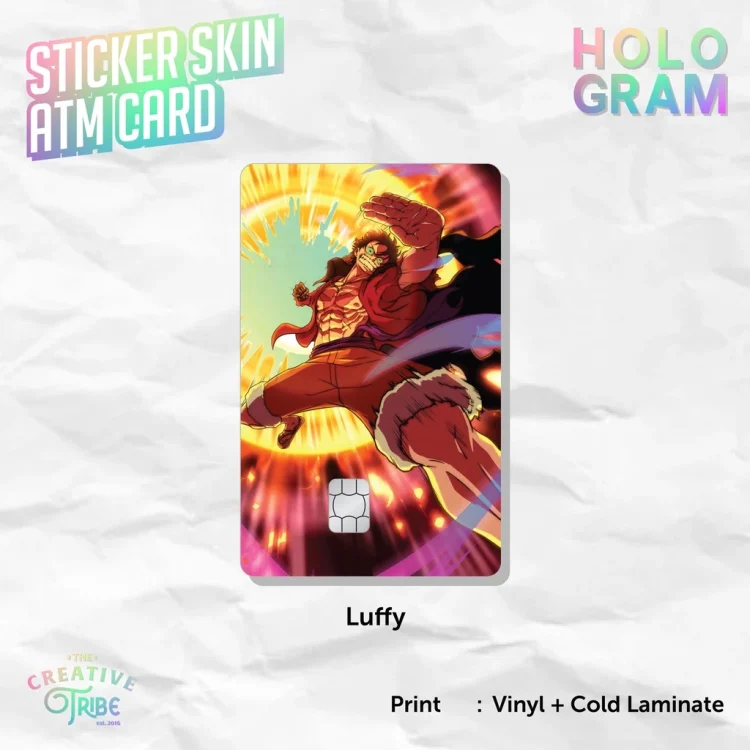 Luffy - Sticker Skin Card HOLOGRAM - Vinyl ATM Debit Credit Emoney Flazz Stiker One Piece