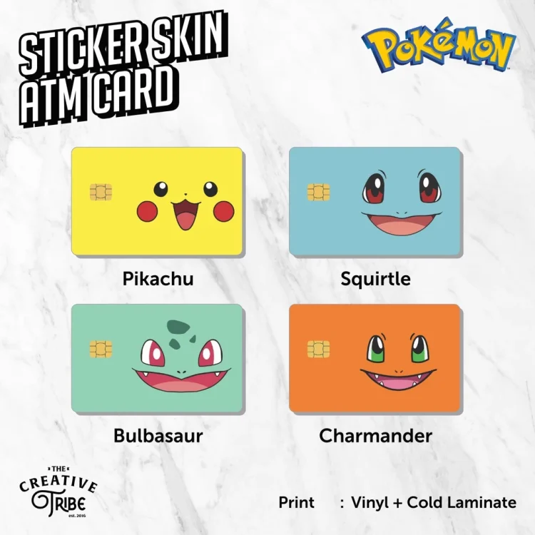 Sticker Skin Card Pokemon - ATM Vinyl Debit Credit Emoney Flazz Stiker