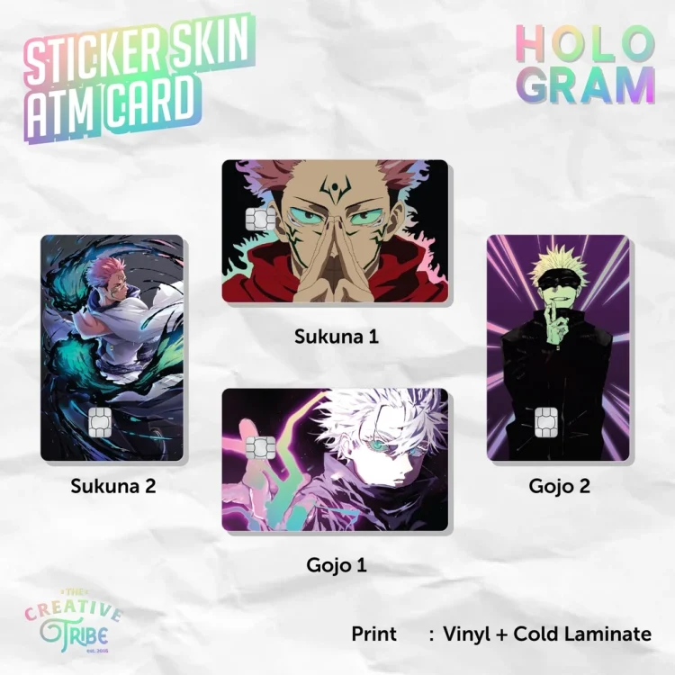Sticker Skin Card HOLOGRAM Jujutsu Kaisen - Vinyl ATM Debit Credit Emoney Flazz Stiker