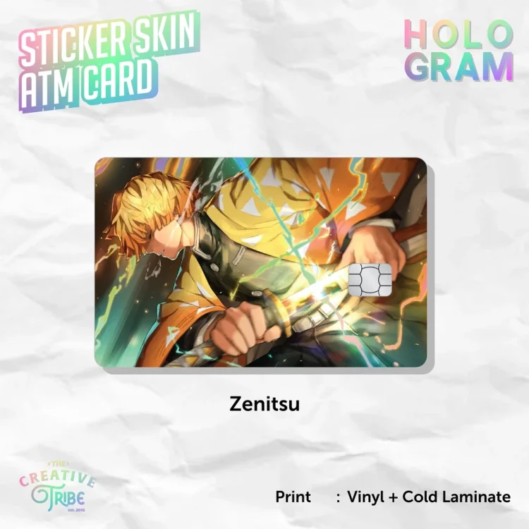 Zenitsu - Sticker Skin Card HOLOGRAM - Vinyl ATM Debit Credit Emoney Flazz Stiker Demon Slayer / Kimetsu no Yaiba