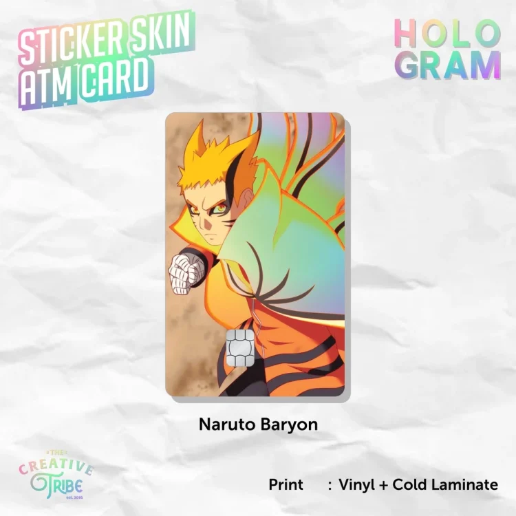 Sticker Skin Card HOLOGRAM Uzumaki Naruto Baryon Mode - Vinyl ATM Debit Credit Emoney Flazz Stiker