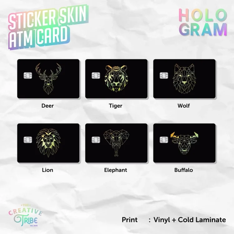 Animal Polygonal - Sticker Skin Card HOLOGRAM - Vinyl ATM Debit Credit Emoney Flazz Stiker Kartu