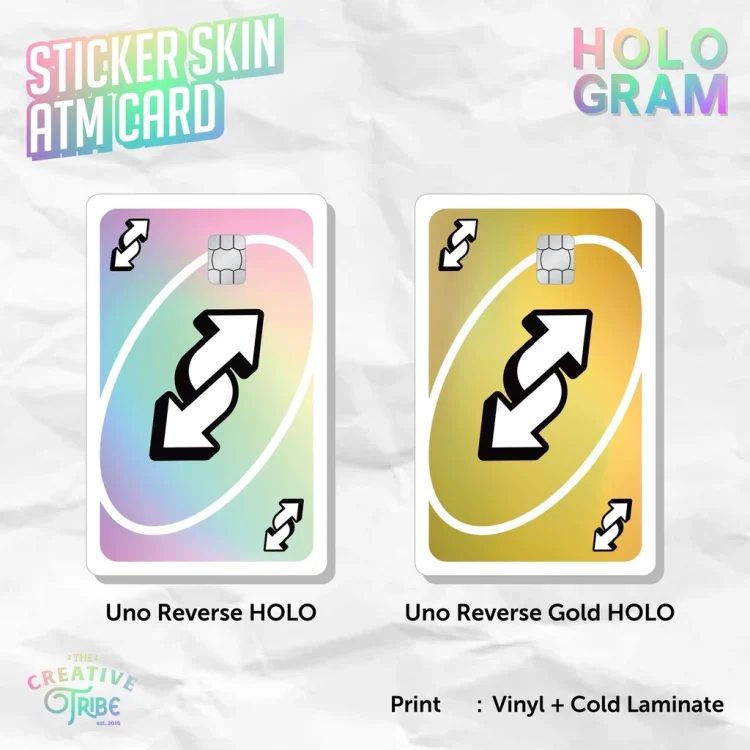 Uno Reverse HOLOGRAM - Sticker Skin Card HOLOGRAM - Vinyl ATM Debit Credit Emoney Flazz Stiker