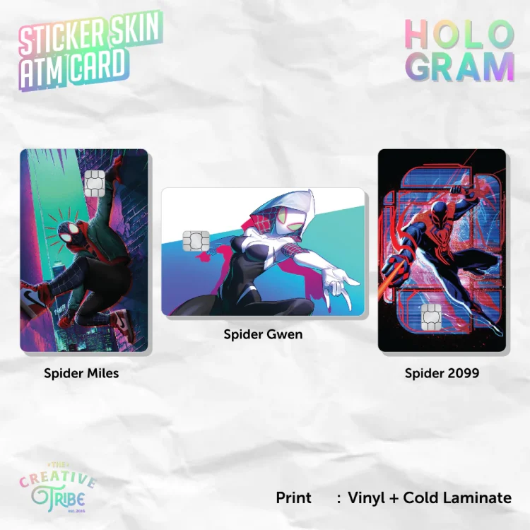 Sticker Skin Card HOLOGRAM Spider Man - Vinyl ATM Debit Credit Emoney Flazz Stiker Spider Verse