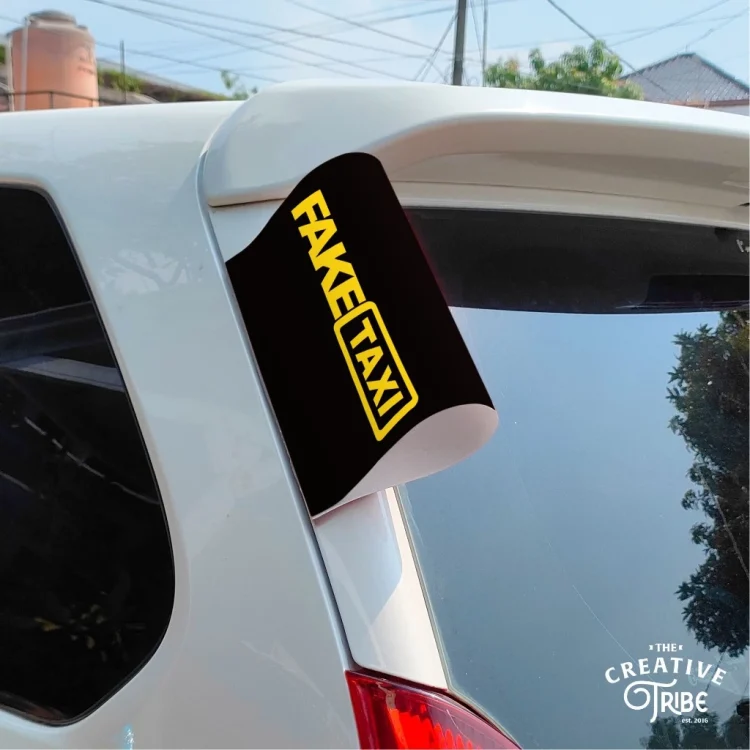 Taxi - Label Tag Mobil - Variasi Penutup Pintu Bagasi - Hiasan Stiker Lego Mobil Fake Grab Ojol