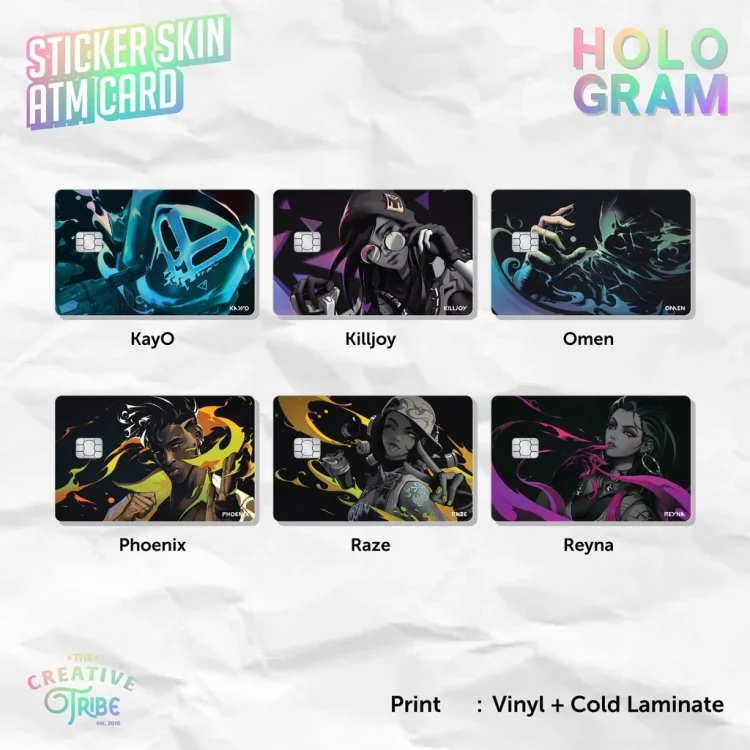Valorant - Sticker Skin Card HOLOGRAM -  KayO Killjoy Omen Phoenix Raze Reyna Vinyl ATM Debit Credit Etoll