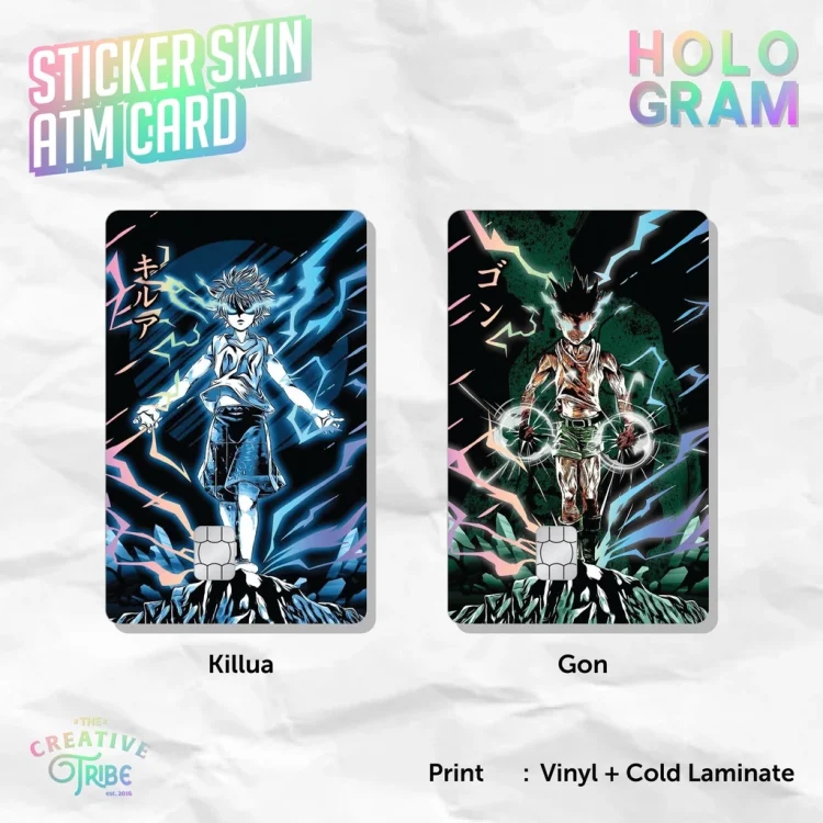 Killua Gon - Sticker Skin Card HOLOGRAM - Vinyl ATM Debit Credit Emoney Flazz Stiker HxH Hunter x Hunter