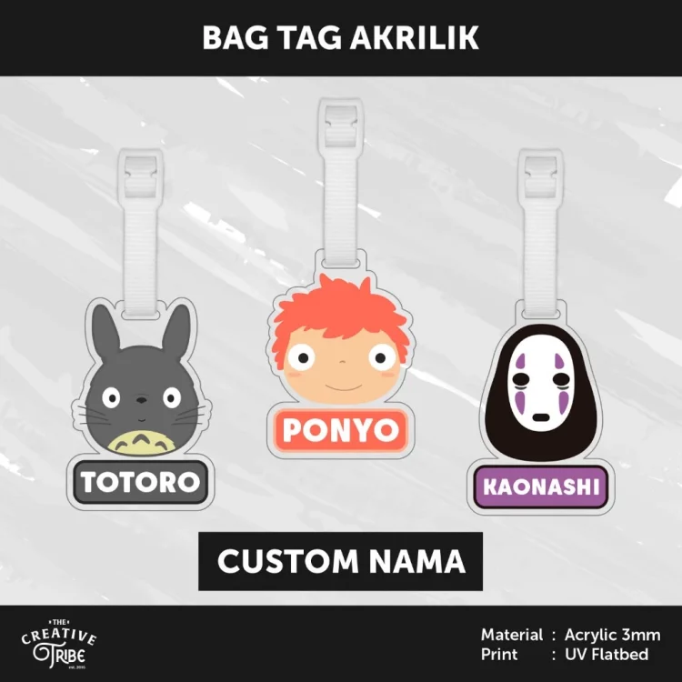 Bag Tag Ghibli Custom Nama Akrilik 3mm - Gantungan Tas Koper Luggage Anime Totoro